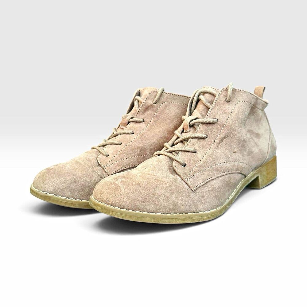 Makalu California Lisabeth Women's Beige Lace Up Ankle Bootie Textile 10 M